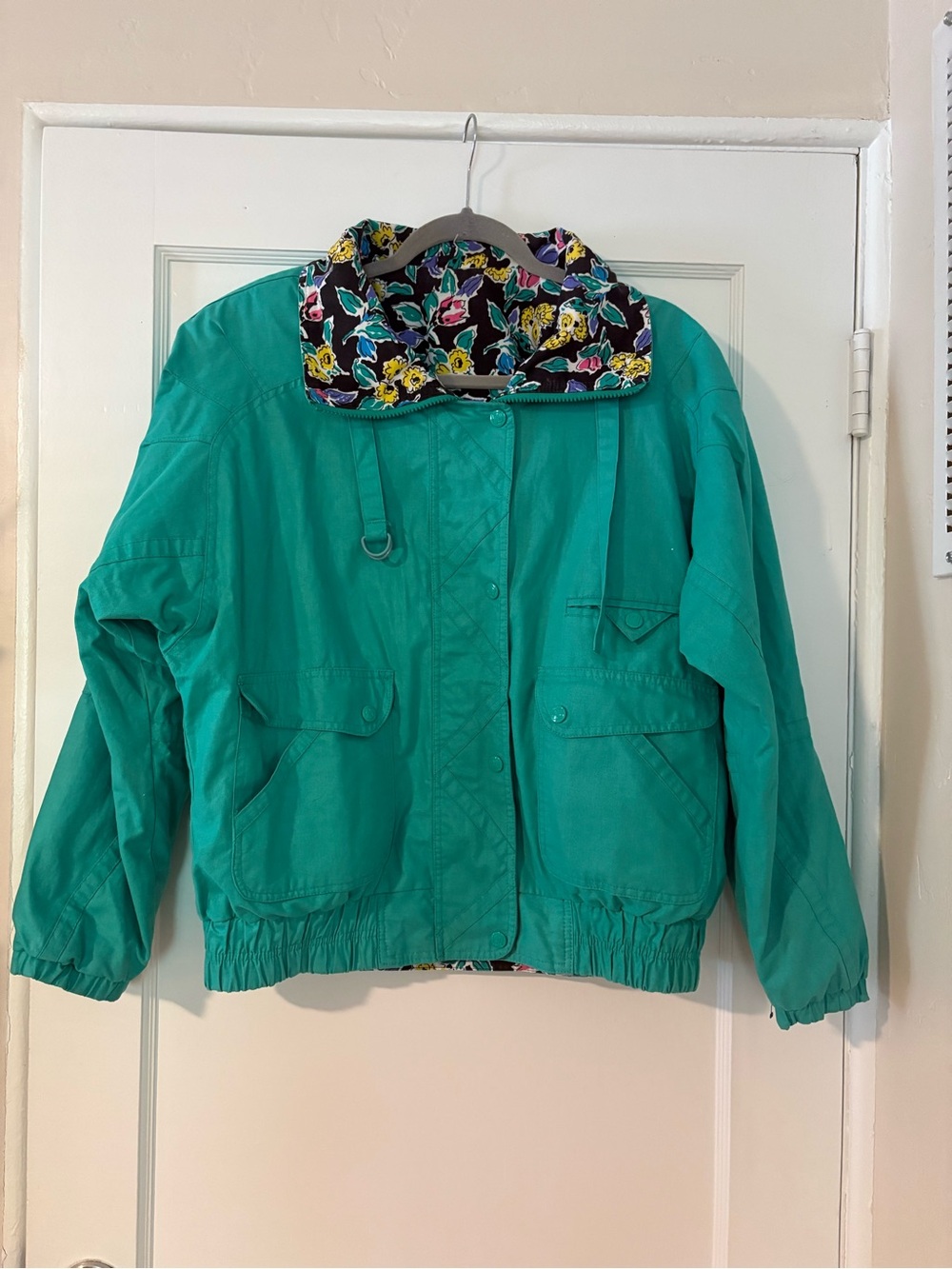 Vintage 80s reversible Andy Johns Floral Fall Jacket retro gorpcore boxy ski